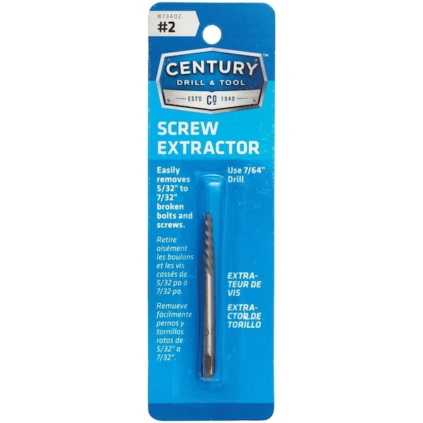 Century Drill & Tool Century Drill & Tool No 2 Spiral Flute Screw Extractor 73402 - main